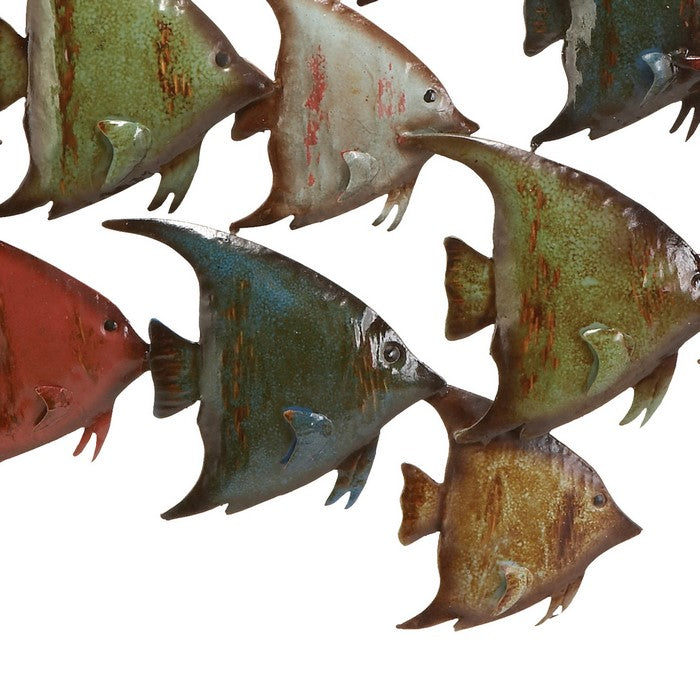 Metal Frame Fish Wall Decor with Mounting Hardware, Multicolor