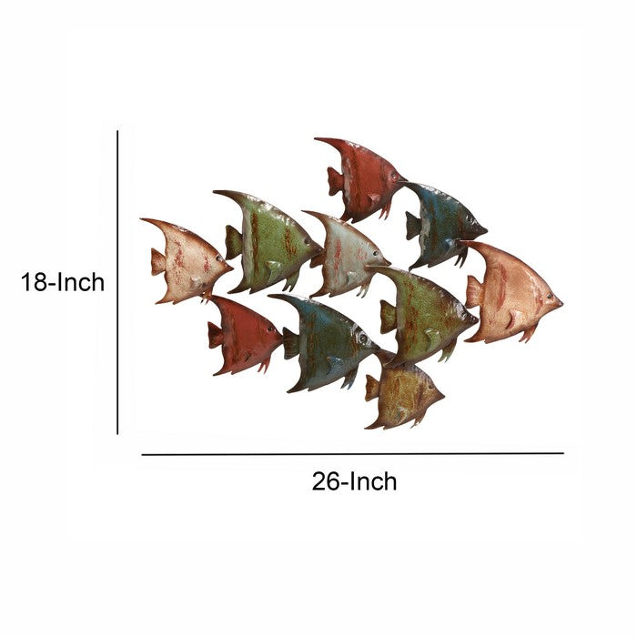 Metal Frame Fish Wall Decor with Mounting Hardware, Multicolor