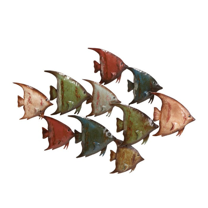 Metal Frame Fish Wall Decor with Mounting Hardware, Multicolor