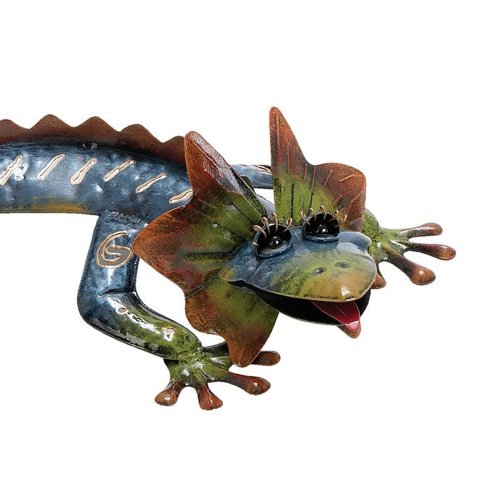 Contemporary Metal Frame Gecko Wall Decor, Blue and Green