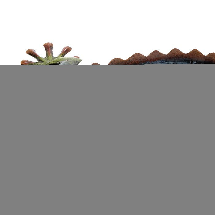 Contemporary Metal Frame Gecko Wall Decor, Blue and Green