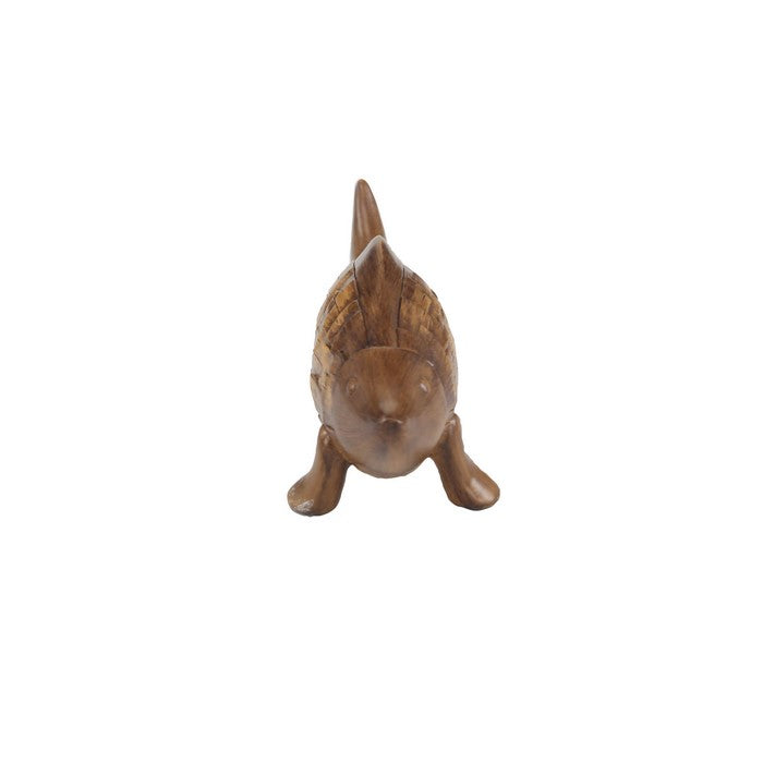 Polystone Frame Fish Sculpture with Fin Base, Brown