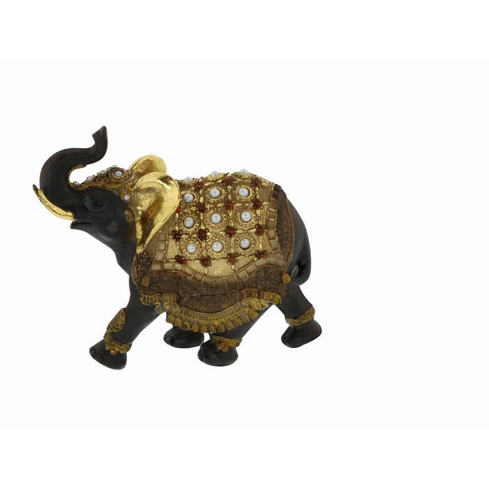 Polystone Frame Elephant Sculpture with Raised Trunk, Set of 3, Multicolor