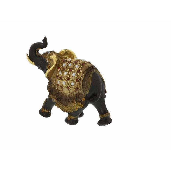 Polystone Frame Elephant Sculpture with Raised Trunk, Set of 3, Multicolor