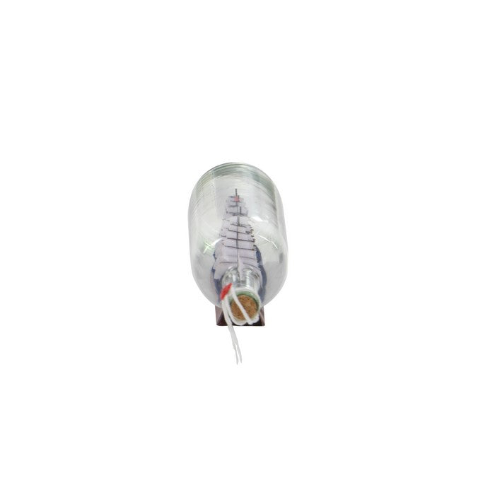 Glass Ship in Bottle Accent Decor with Wooden Base, Clear and Brown