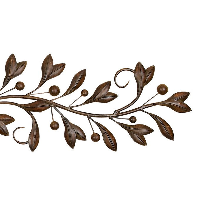 9 Inches Metal Leaf Wall Decor with Mounting Hardware, Brown