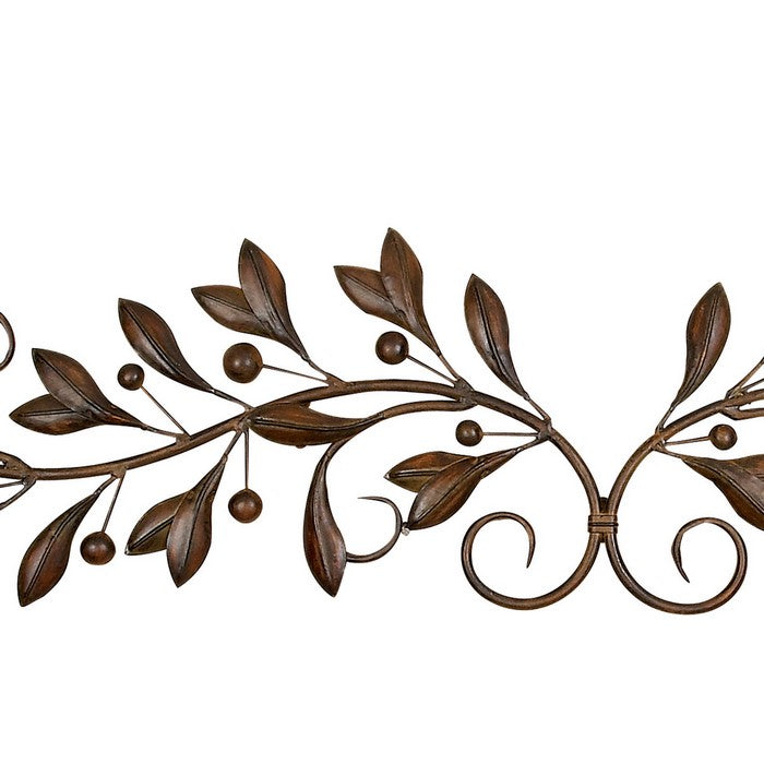 9 Inches Metal Leaf Wall Decor with Mounting Hardware, Brown