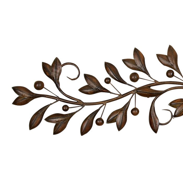 9 Inches Metal Leaf Wall Decor with Mounting Hardware, Brown
