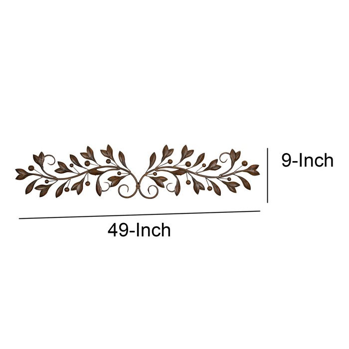 9 Inches Metal Leaf Wall Decor with Mounting Hardware, Brown