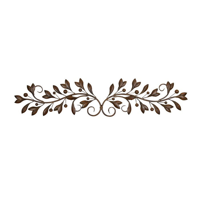 9 Inches Metal Leaf Wall Decor with Mounting Hardware, Brown