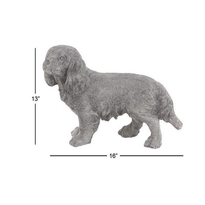 Polystone Frame Dog Sculpture in Standing Position, Gray