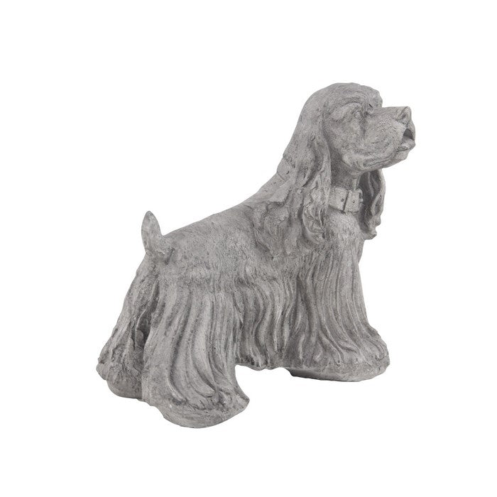 13 Inches Polystone Frame Dog Sculpture in Standing Position, Gray