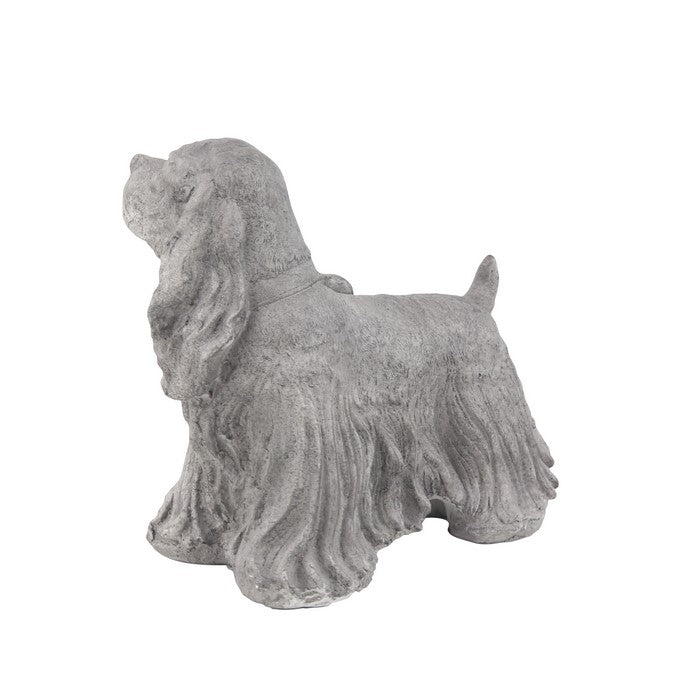 13 Inches Polystone Frame Dog Sculpture in Standing Position, Gray
