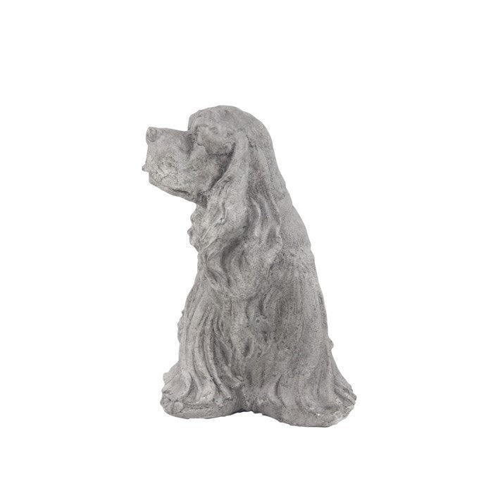 13 Inches Polystone Frame Dog Sculpture in Standing Position, Gray
