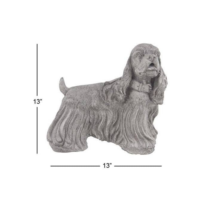 13 Inches Polystone Frame Dog Sculpture in Standing Position, Gray