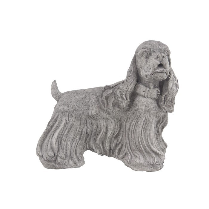 13 Inches Polystone Frame Dog Sculpture in Standing Position, Gray