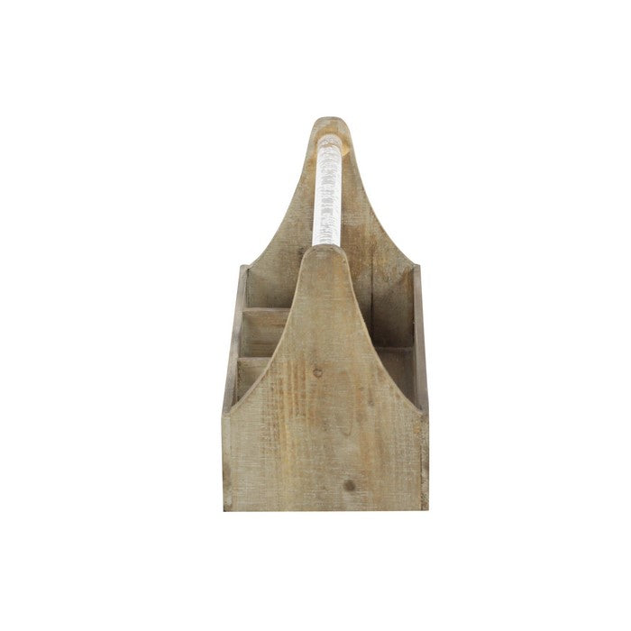 Wooden Frame Wine Bottle Holder with Acrylic Handle, Brown
