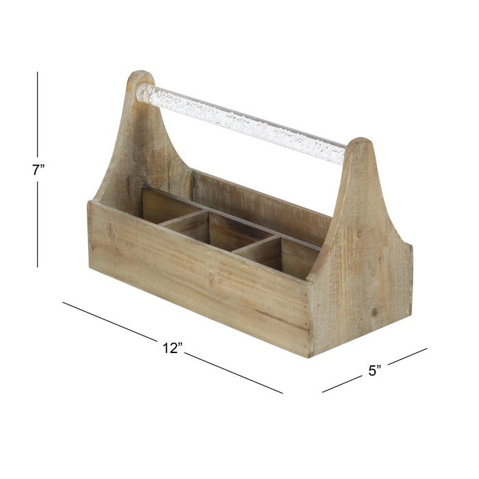 Wooden Frame Wine Bottle Holder with Acrylic Handle, Brown