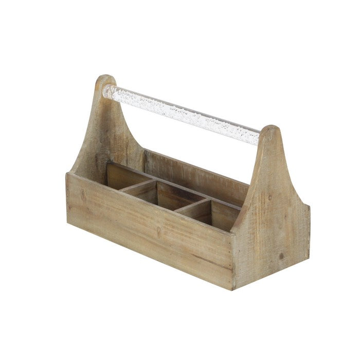 Wooden Frame Wine Bottle Holder with Acrylic Handle, Brown