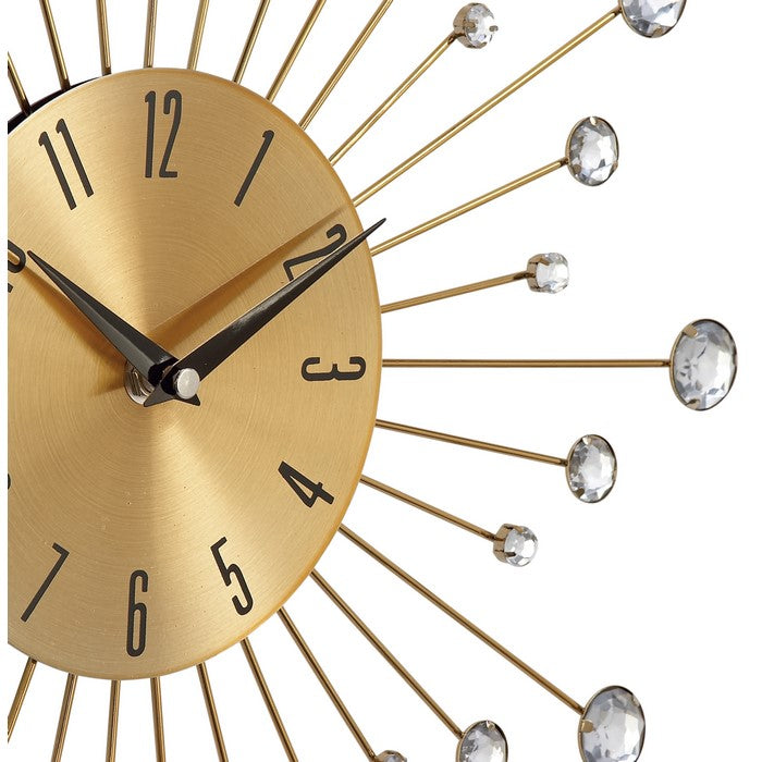 Round Metal Frame Wall Clock with Sunburst Design, Gold and Silver