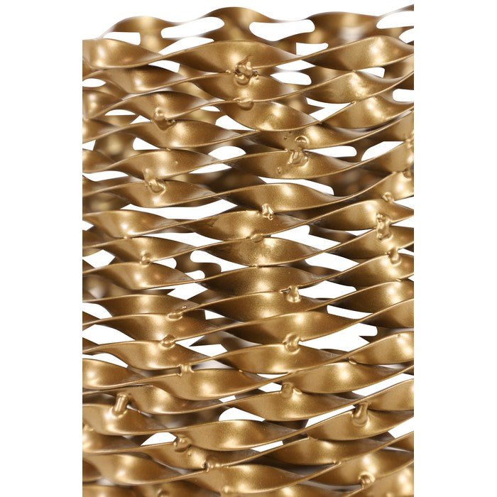 Bellied Twisted Metal Frame Candle Holder, Gold