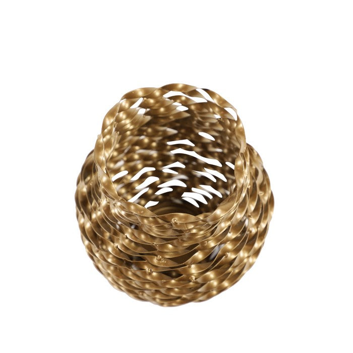 Bellied Twisted Metal Frame Candle Holder, Gold