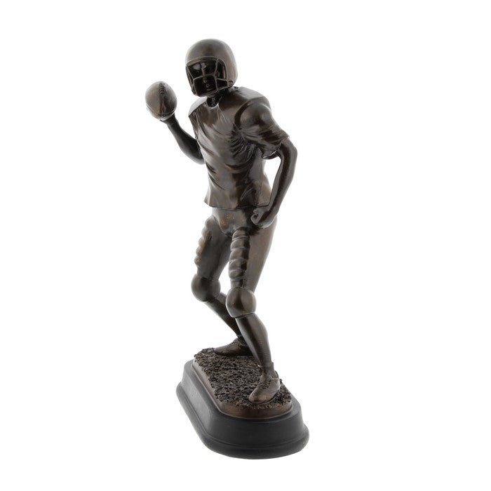 Polystone Football Player Statuette with Rectangular Base, Brown