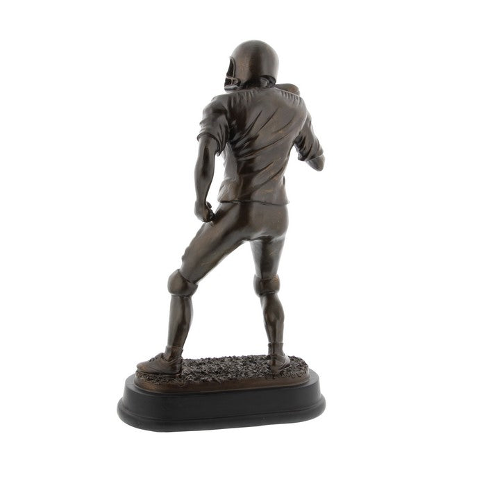 Polystone Football Player Statuette with Rectangular Base, Brown