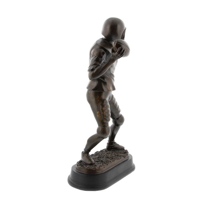Polystone Football Player Statuette with Rectangular Base, Brown