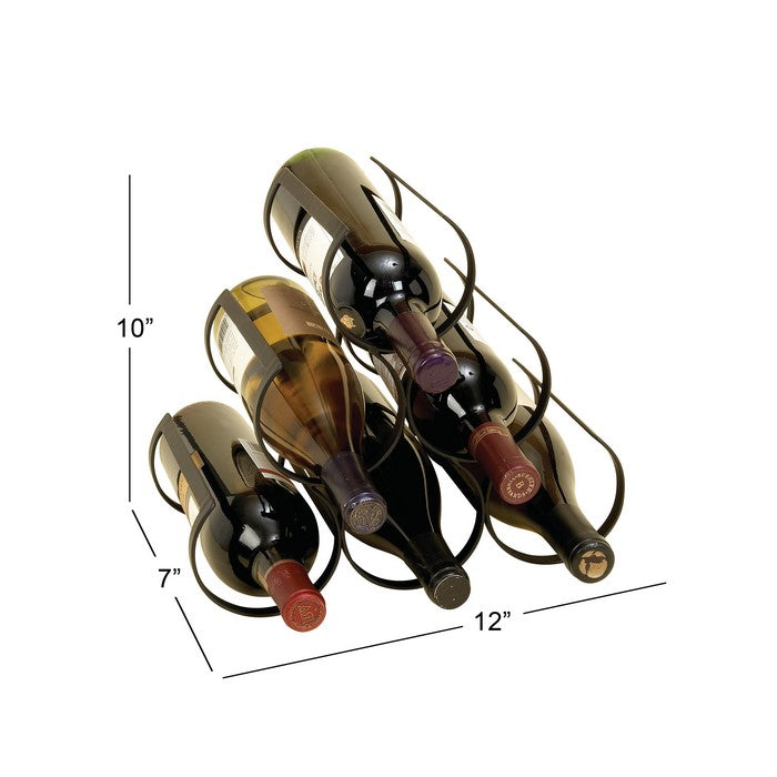 Industrial Style 6 Metal Wine Rack, Black