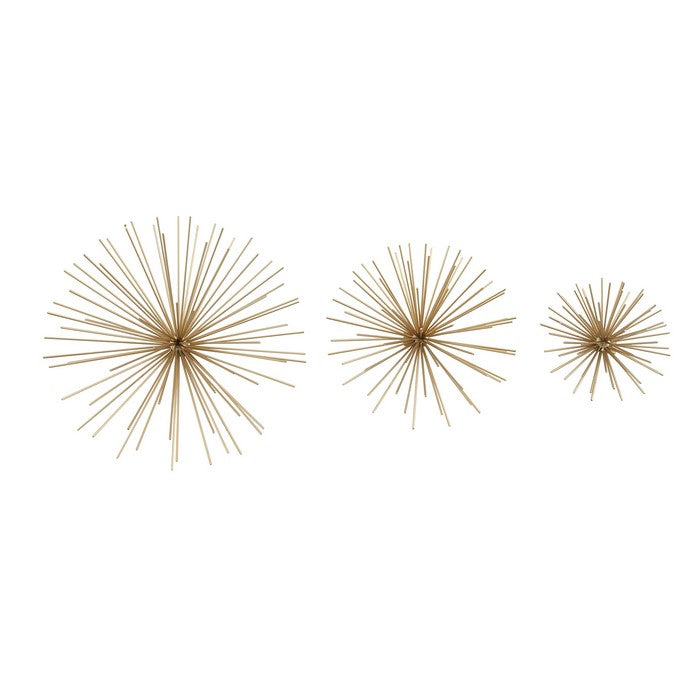 Starburst Design Metal Wall Decor, Set of 3, Gold