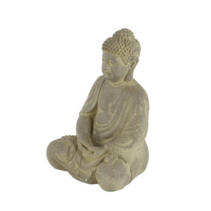 12 Inch Meditating Buddha Clay Figurine, Brown