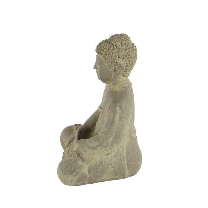 12 Inch Meditating Buddha Clay Figurine, Brown