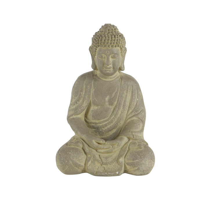 12 Inch Meditating Buddha Clay Figurine, Brown