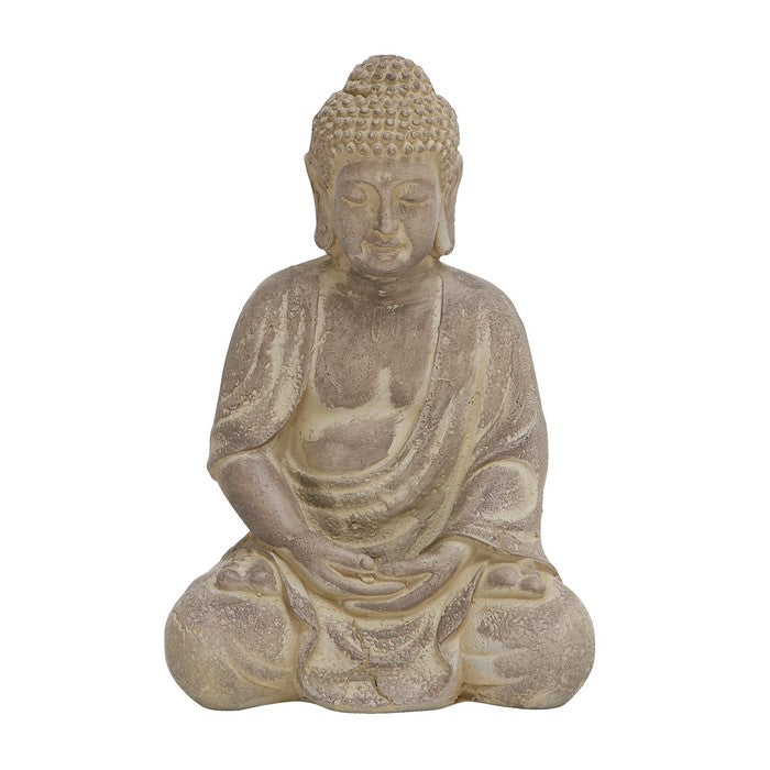 12 Inch Meditating Buddha Clay Figurine, Brown