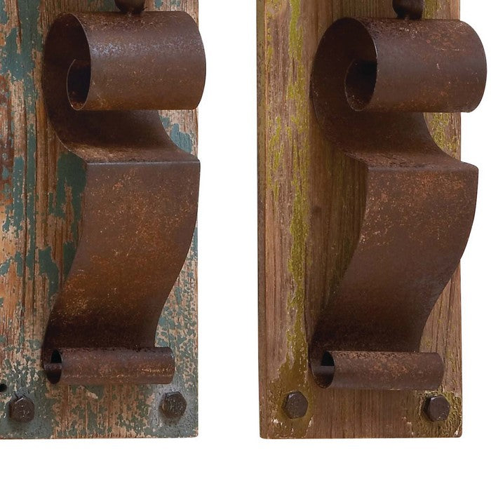 Rustic Wood and Metal Sconce, Assortment of 2, Brown
