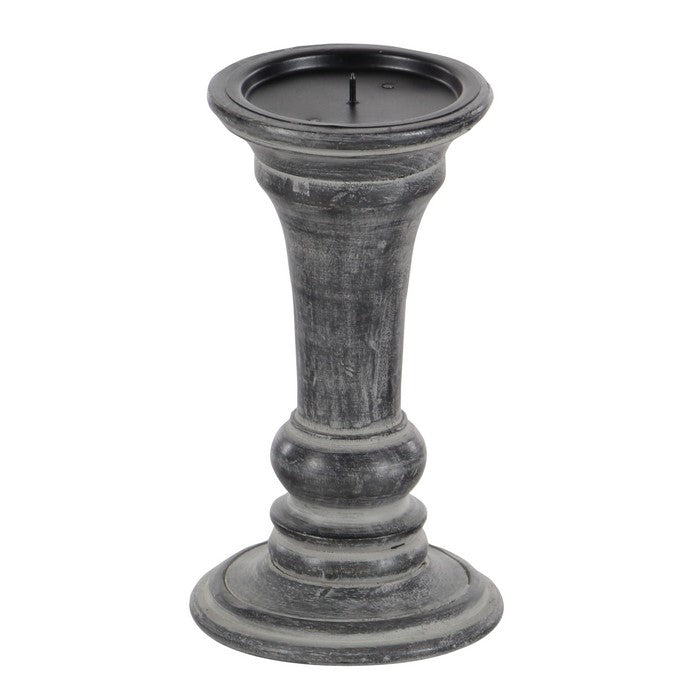 Traditional Style Wood Candle Holder, Set of 3, Black