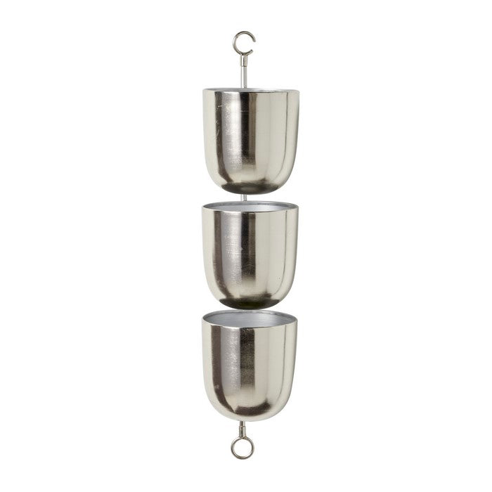 3 Tier Metal Hanging Planter with Round Pots, Silver