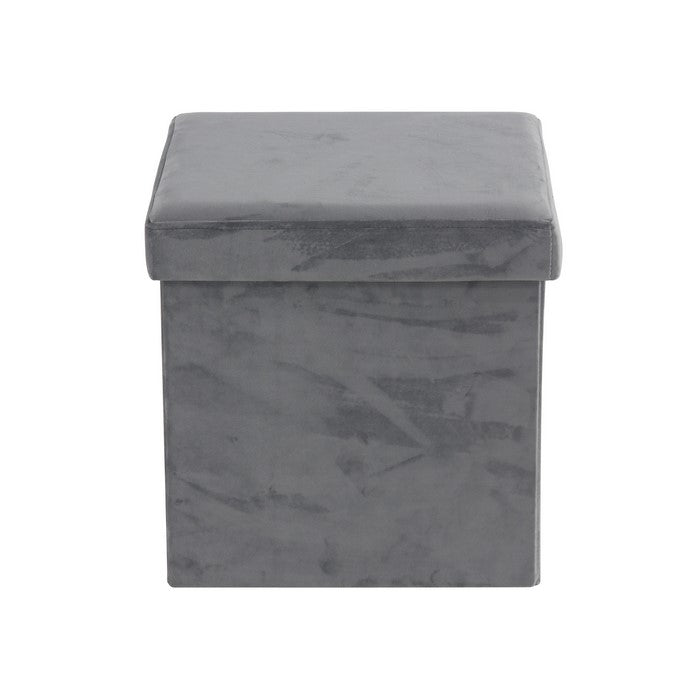 Contemporary Style Fabric Upholstered Storage Stool, Gray
