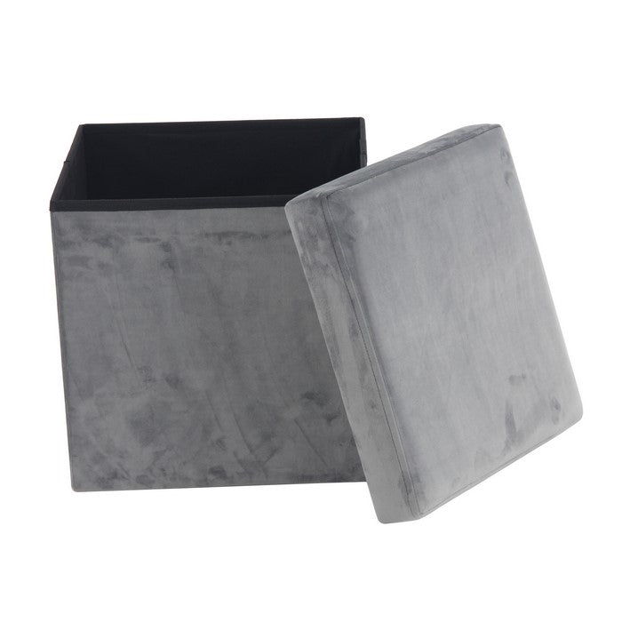 Contemporary Style Fabric Upholstered Storage Stool, Gray