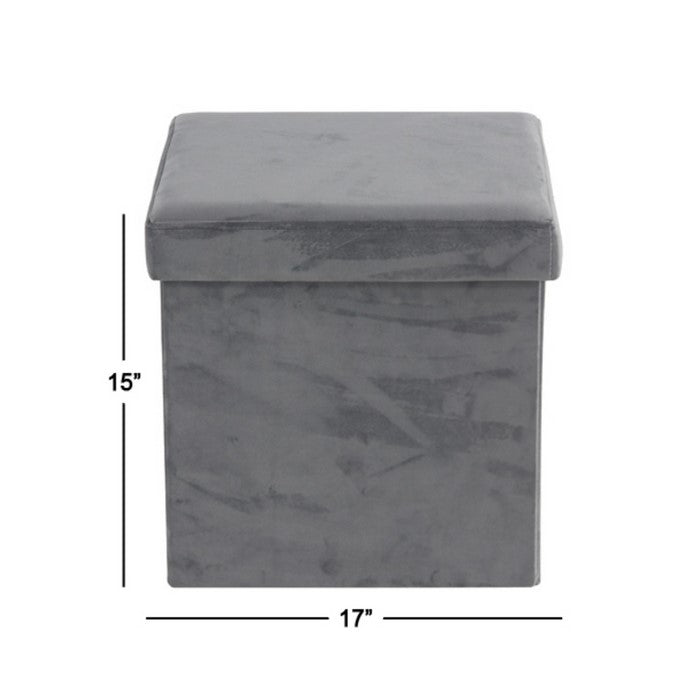 Contemporary Style Fabric Upholstered Storage Stool, Gray