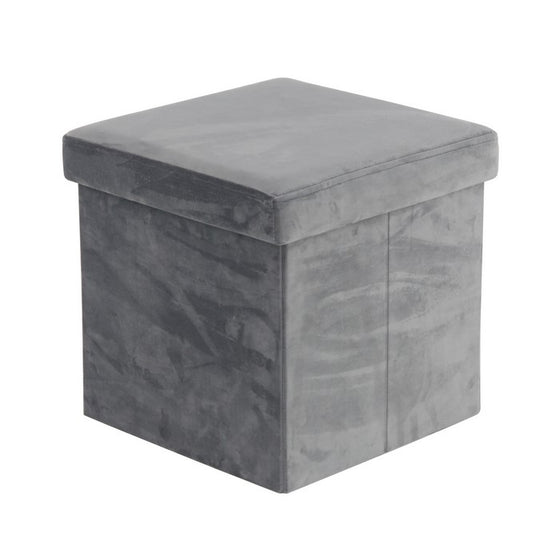 Contemporary Style Fabric Upholstered Storage Stool, Gray