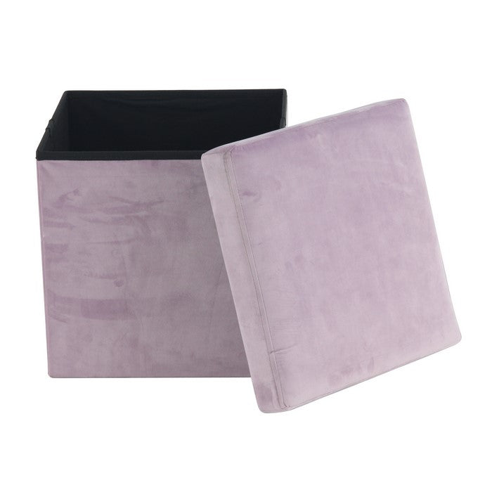 Contemporary Style Fabric Upholstered Storage Stool, Pink