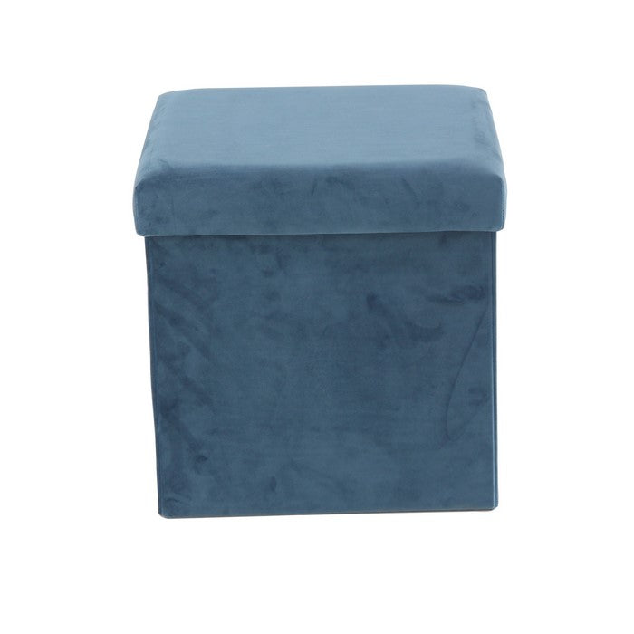 Contemporary Style Fabric Upholstered Storage Stool, Blue