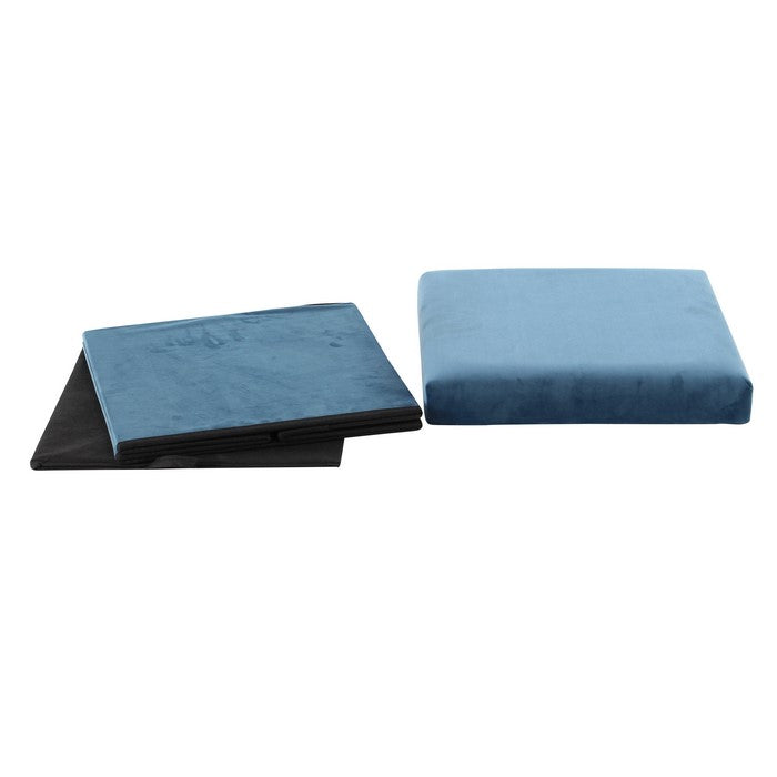 Contemporary Style Fabric Upholstered Storage Stool, Blue