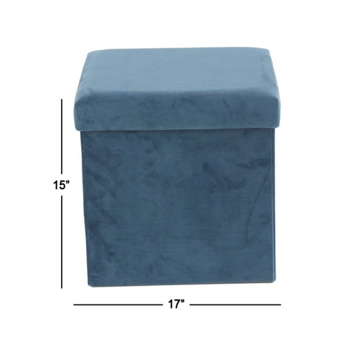 Contemporary Style Fabric Upholstered Storage Stool, Blue