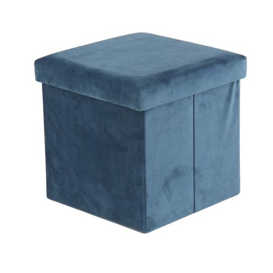 Contemporary Style Fabric Upholstered Storage Stool, Blue
