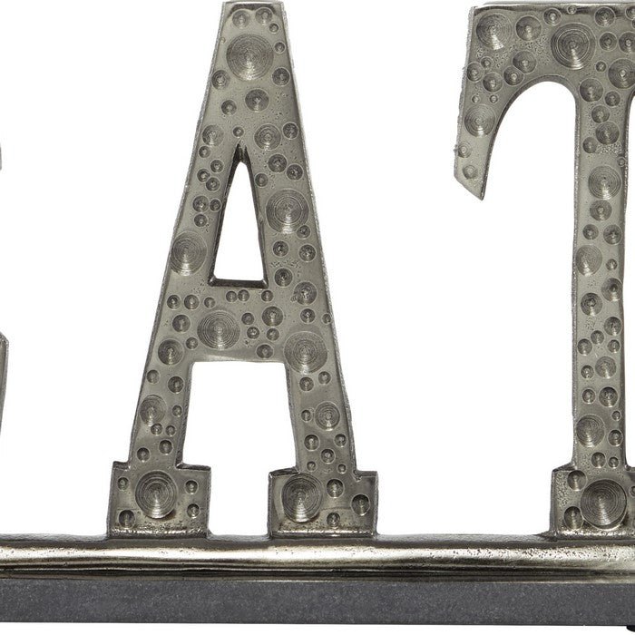 Aluminum Kitchen Accent Decor with EAT Typography, Gray
