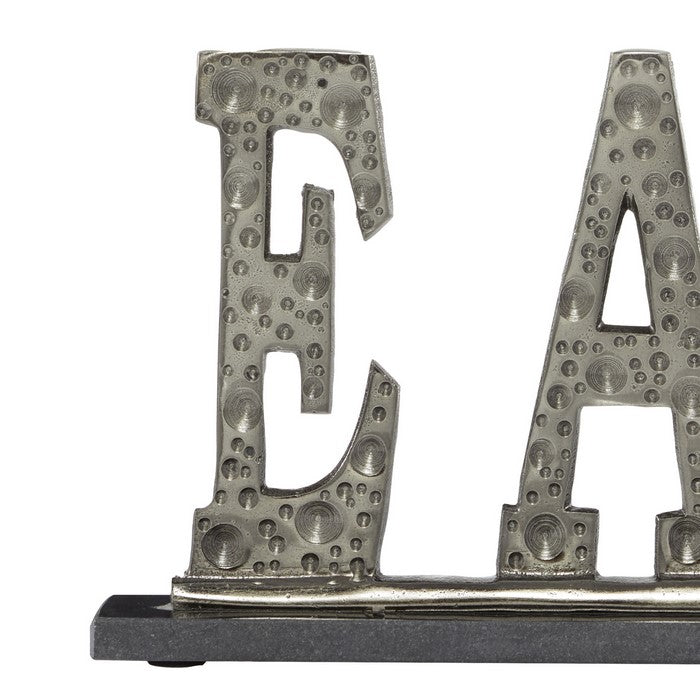 Aluminum Kitchen Accent Decor with EAT Typography, Gray