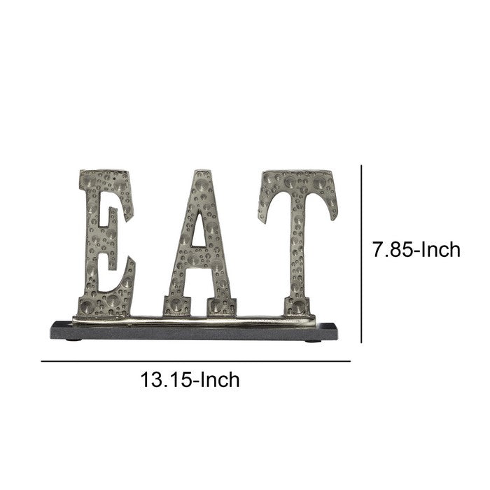 Aluminum Kitchen Accent Decor with EAT Typography, Gray